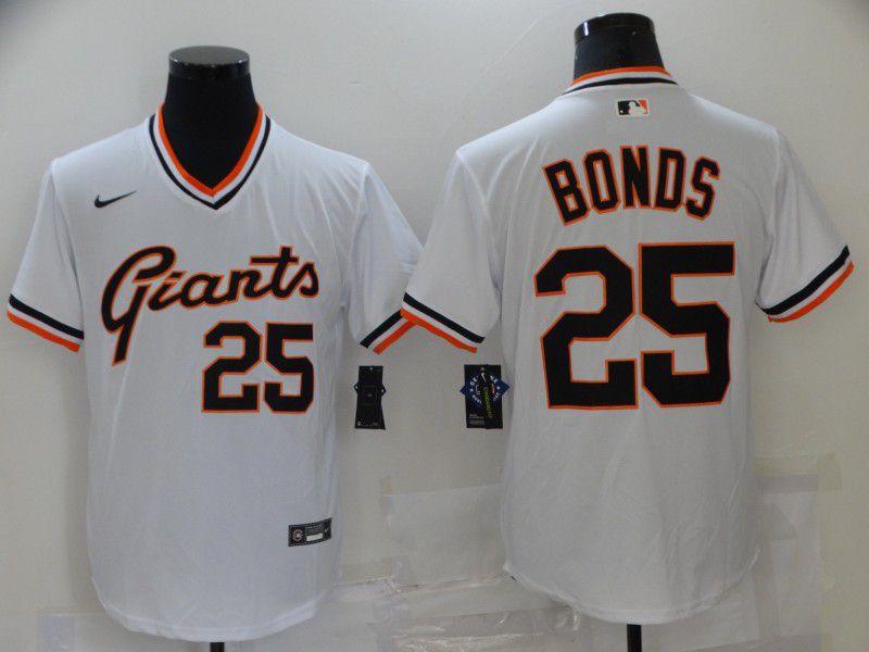 Men San Francisco Giants 25 Bonds White Throwback Game 2021 MLB Jersey